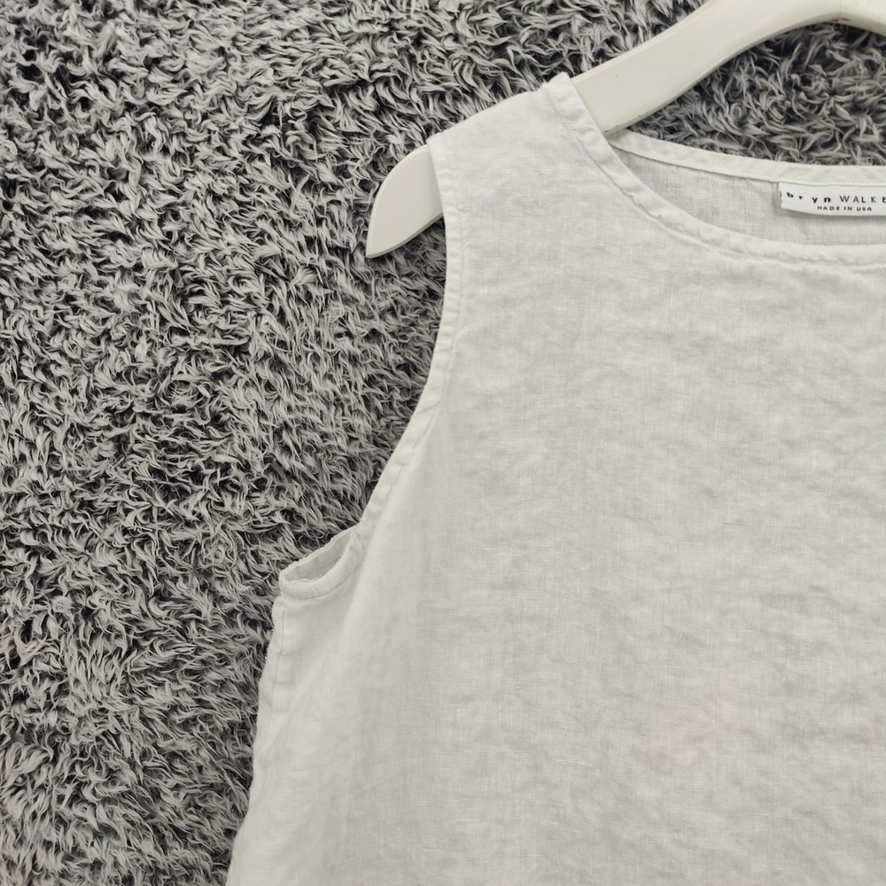 Bryn Walker Womens Lagenlook Coastal 100% Linen Tank Top L White Sleeveless Airy - Picture 9 of 16